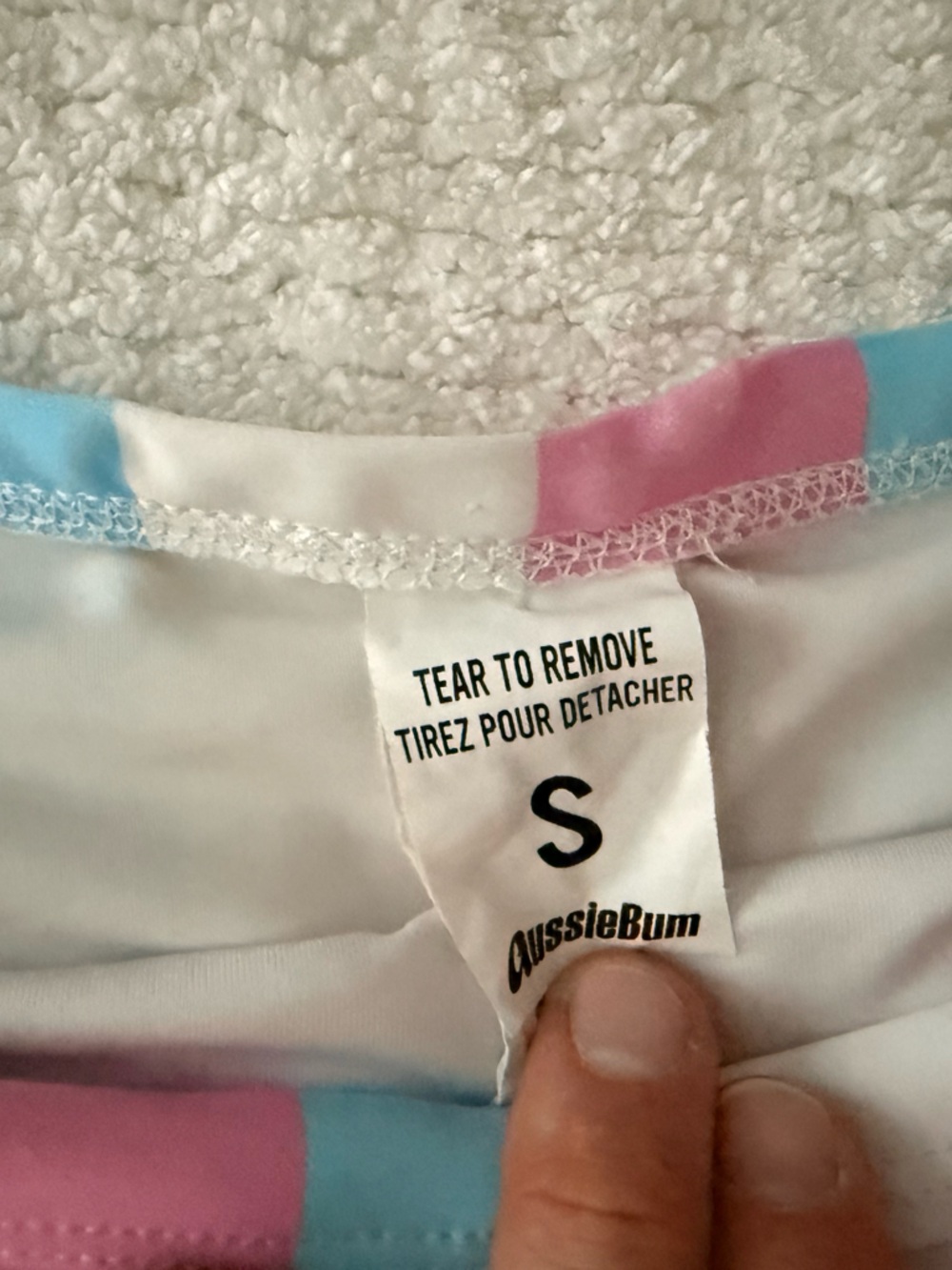AussieBum Striped Swim Bottoms in Pink, Blue & White - Picture 2 of 2